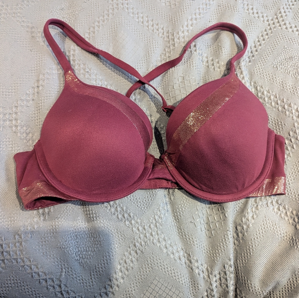 3 For $35 Victoria's Secret Elegant Red Bra with Gold Accents